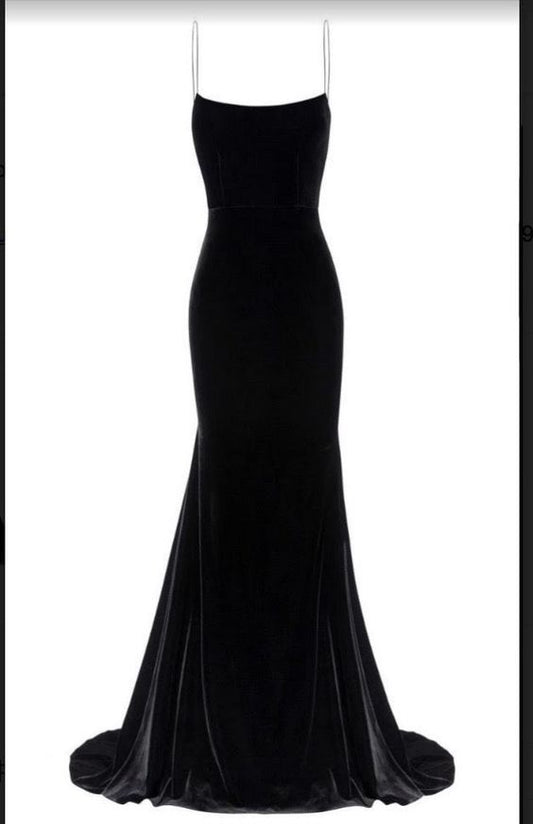 sexy spaghetti straps velvet mermaid prom dresses SH444
