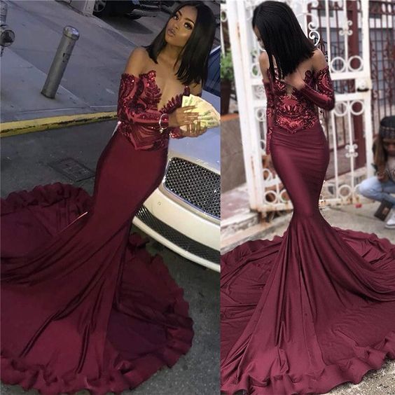 Long Evening Dresses Mermaid Black Girl Prom Dress SH463 – shinydress