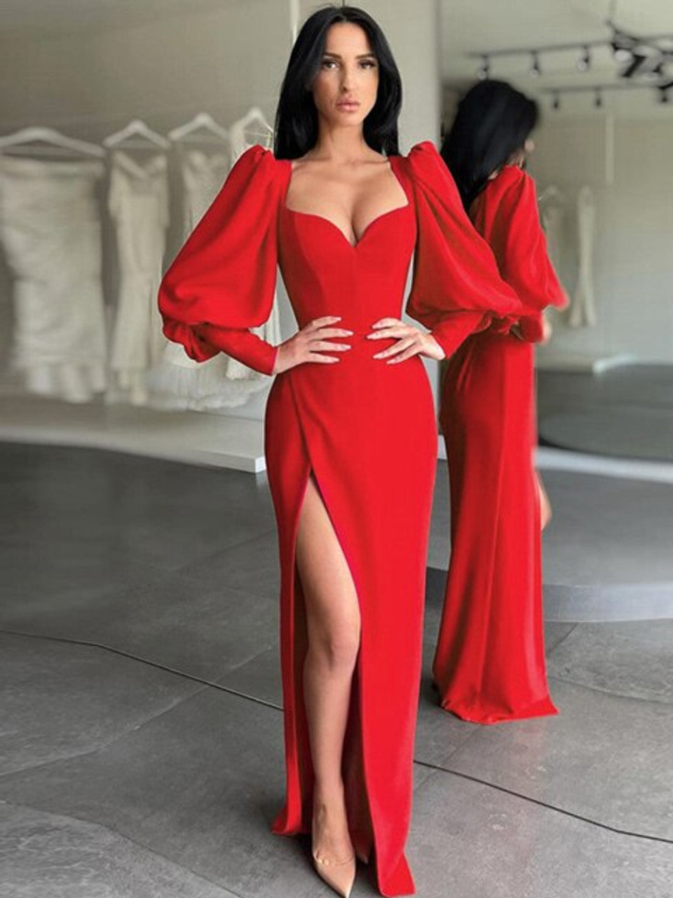 Long Lantern Sleeves Prom Dresses Evening Formal Gowns SH497 shinydress Long Lantern Sleeves Prom Dresses Evening Formal Gowns SH497 shinydress