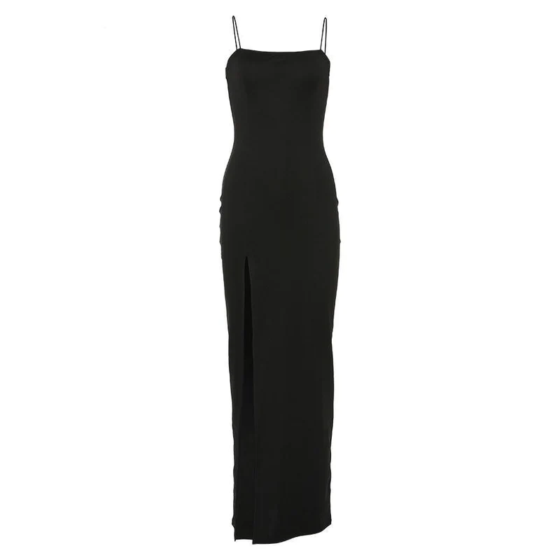 Spaghetti-Straps Mermaid Black Prom Dress SH536
