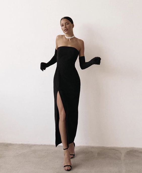 Gorgeous Prom Dresses,Slit Evening Dresses,Long Formal Gowns,Black Formal Dress SH538