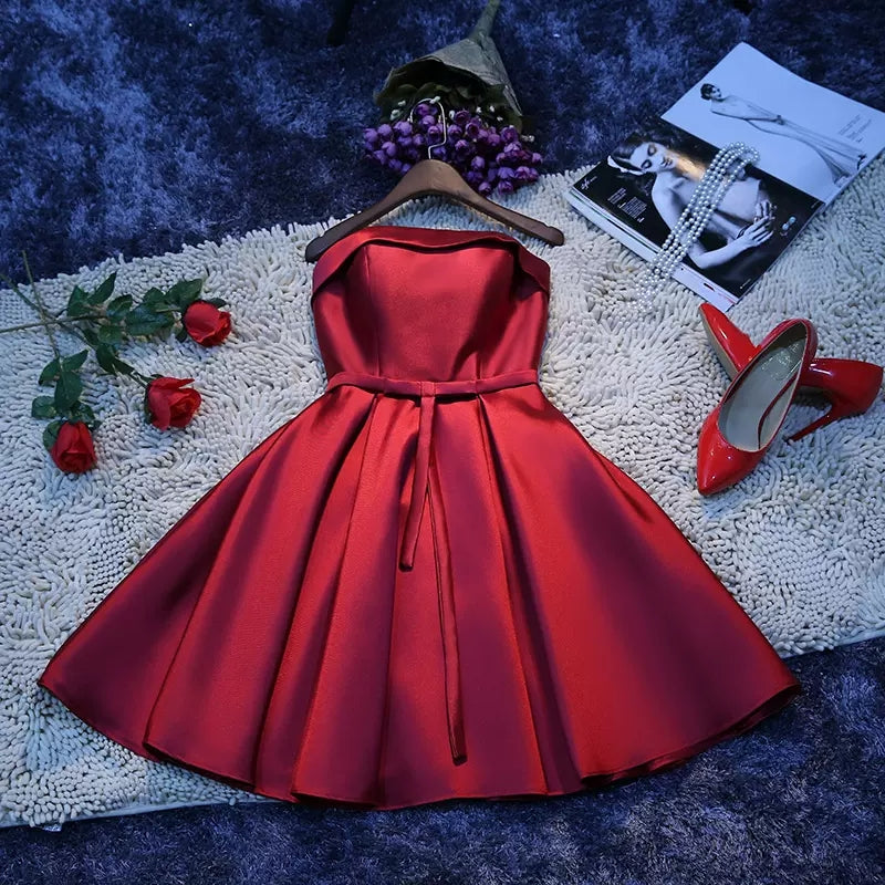 Simple Satin Hoco Dress Short Homecoming Dresses SH140 – shinydress