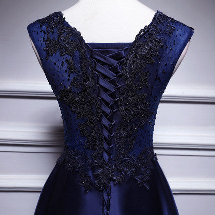 Simple A line Satin Long Prom Dresses SH213