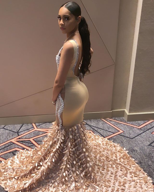 Sparkling Crystal Appliques Straps Black Girl Prom Dresses Open Back Mermaid Evening Dresses M0119