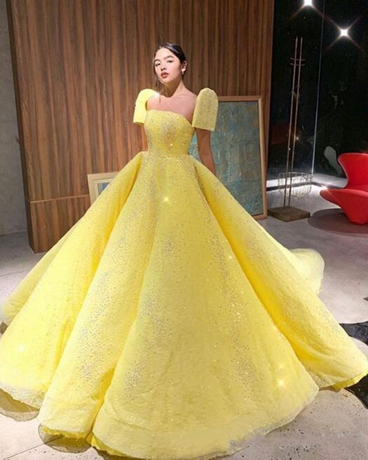 Yellow Prom Dress, Yellow Formal Graduation Evening Dress PL3216