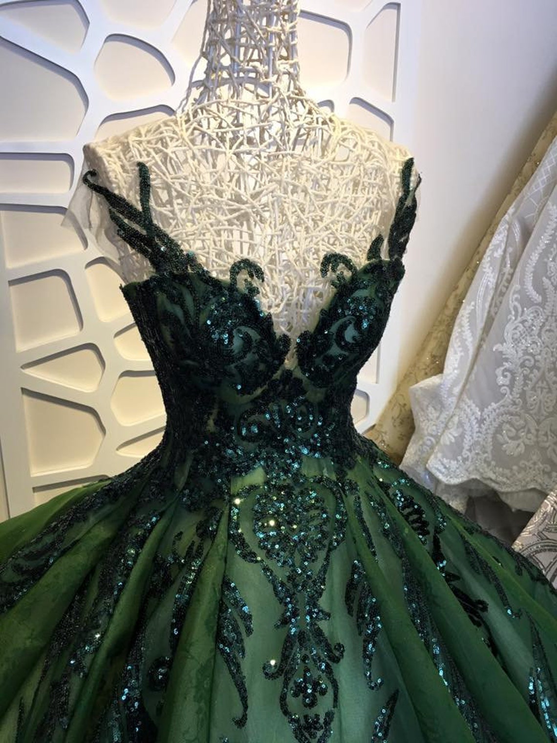 Sequin sparkly off the shoulder ball gown wedding/prom dress cg6361