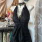 Sexy A Line Halter Black Chiffon Bow Lace Long Prom Dress Graduation Prom Dress SH2605