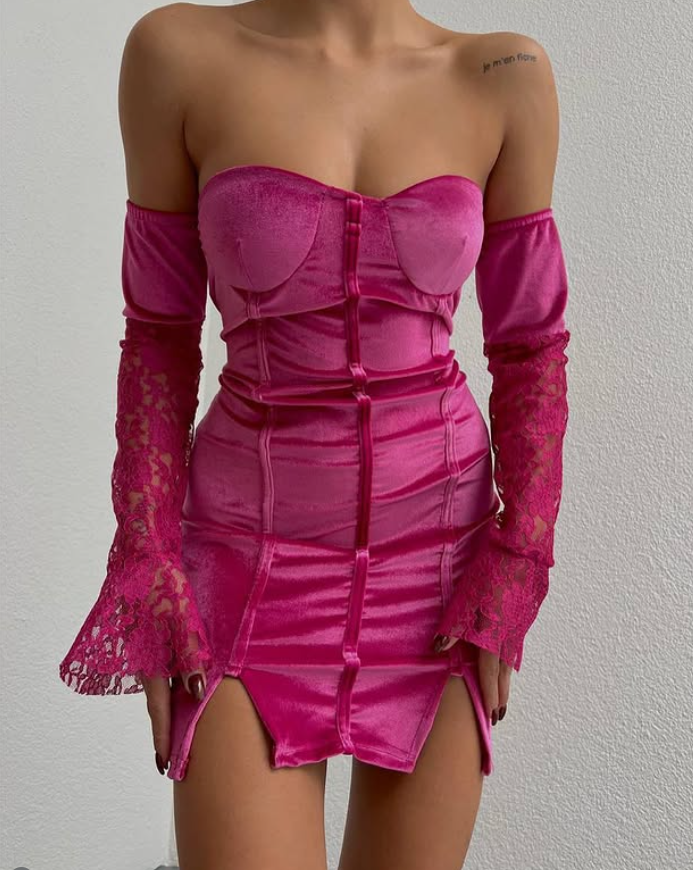 Sexy Hot Pink Sheath Sweetheart Neck Velvet Cocktail Dress Homecoming Dress SH6149