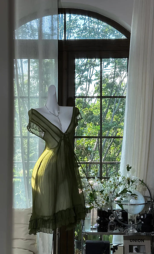 Sexy Dark Green Flowy A Line V Neck Chiffon Short Homecoming Dress Cocktail Dress SH3726
