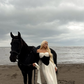Classic White Black A Line Long Sleeve Velvet Chiffon Long Prom Dress Evening Dress SH3790