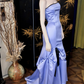Elegant Purple Mermaid Strapless Satin Long Prom Dress SH4579