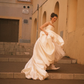 Simple Classic Ball Gown Strapless White Satin Tulle Long Wedding Dress  SH5099