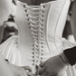 Dazzling Ball Gown Strapless Exquisite Beaded White Satin Long Train Wedding Dress SH6190
