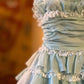 1940s Teal Vintage A Line Strapless Layered Organza Gown Homecoming Dress SH3661