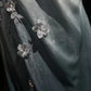 Blue Retro Mermaid Spaghetti Straps Appliques Satin Prom Dress Party Dress SH3297