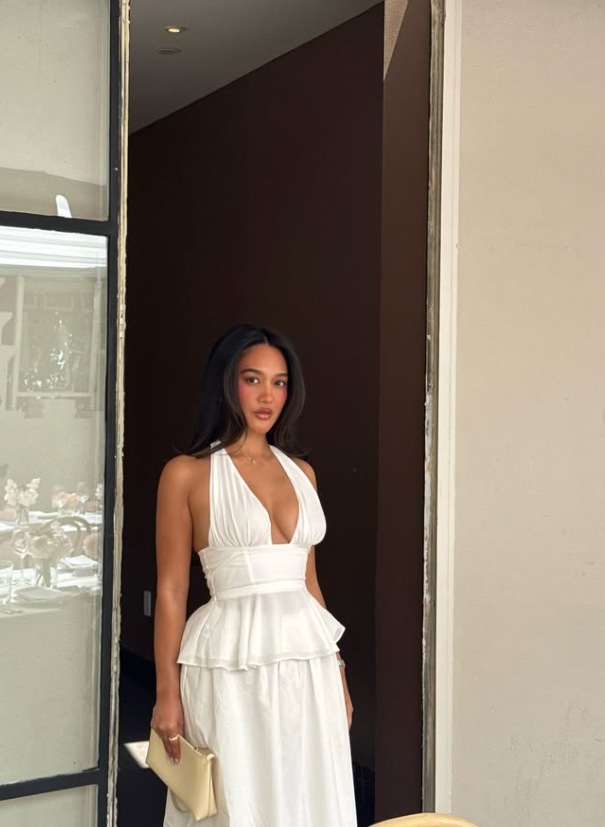 White A Line Halter Satin Backless Long Prom Dress Evening Dress SH8972