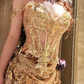 Golden A Line Straps Exquisite Sequin Short Homecoming Dress SH5012
