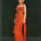 Orange Mermaid Spaghetti Strap Pleated Beaded Chiffon Prom Dress SH4572