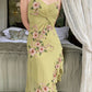 Green A Line Spaghetti Strap Exquisite Beaded Chiffon Prom Dress Wedding Guest Dress SH4489