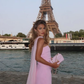 Elegant Pink Mermaid Strapless Chiffon Satin Long Prom Dress Wedding Guest Dress SH4808