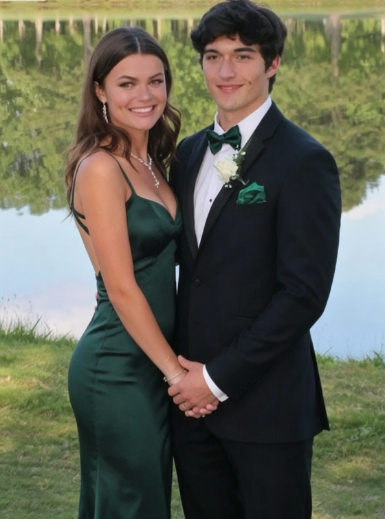 Dark Green New Backless Satin Floor Length Long Prom Dress SH815