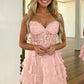 Stylish A Line Sweetheart Baby Blue Short Homecoming Dress with Appliques SH7531