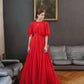 Gentle Baby Blue A Line Strapless Layered Chiffon Prom Dress Evening Dress with Cape SH3651