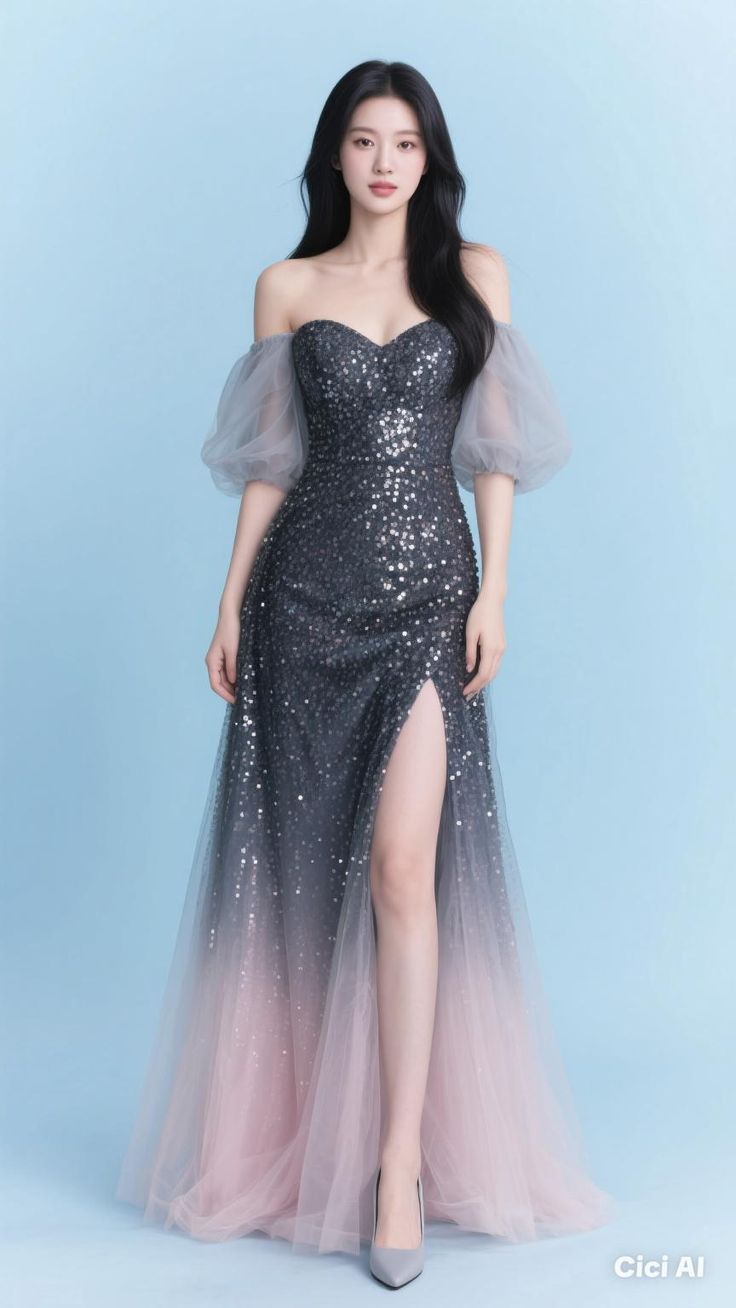 Pink Ombre Mermaid Off the Shoulder Sequin Tulle Prom Dress Party Dress 16th Birthday Dress SH4107