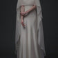 White Simple A Line Strapless Chiffon Prom Dress Evening Dress with Cape SH3652