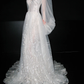 Dreamy Ball Gown Long Sleeve Sequin White Tulle Long Wedding Dress SH6621