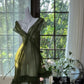 Sexy Dark Green Flowy A Line V Neck Chiffon Short Homecoming Dress Cocktail Dress SH3726