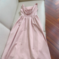 Gentle Pink A Line Straps Pleated Satin Homecoming Dress SH4507