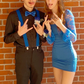 Fashion Royal Blue Long Sleeves Satin Lace Short Prom Dress Sheath Homecoming Dress SH1176