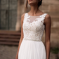 Beautiful A Line Exquisite Pearl Lace Chiffon Long Wedding Dress Prom Dress SH6039