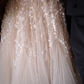 2025 New A Line Spaghetti Strap Beaded Tulle Long Sweep Wedding Dress SH2240