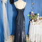 Vintage Black Simple Mermaid Spaghetti Strap Chiffon Satin Prom Dress Outfits SH4955