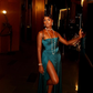 Simple A Line Spaghetti Strap Satin Prom Dress Evening Dress with Slit SH2367