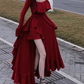 Vintage Red Prom Dress Long Irregular Evening Dress SH1329