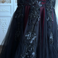 Vintage Sexy Mermaid Strapless Black Sequin Beaded Tulle Red Satin Prom Dress Sweet 16 Dress SH5791
