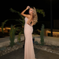 Sexy Shiny Rhinestone Sheath Spaghetti Strap Tulle Backless Prom Dress Evening Dress SH6065