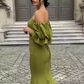 Green Elegant Sweetheart Neckline Puff Sleeves Mermaid Evening Dress,Pretty Ptom Dress SH646