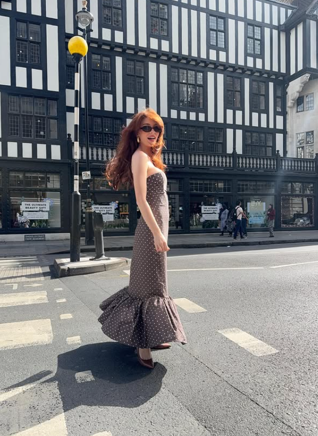 Vintage Mermaid Strapless Brown Polka Dot Satin Prom Dress Party Dress SH4683