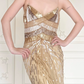 Shiny Gold Vintage A Line Straps Sequin Chiffon Long Prom Dress Wedding Guest Dress SH5507