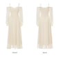 Ivory Gentle A Line Long Sleeve Chiffon Long Prom Dress Party Dress Outfits SH4149