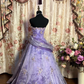 Vintage Ball Gown Strapless Embroidered Purple Organza Satin Long Prom Dress Formal Dress SH4177