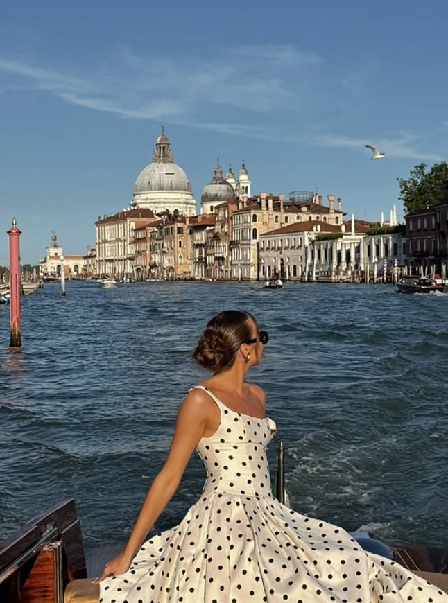 Classic Black-White Polka Dot A Line Straps Satin Long Prom Dress Vacation Dress SH4810