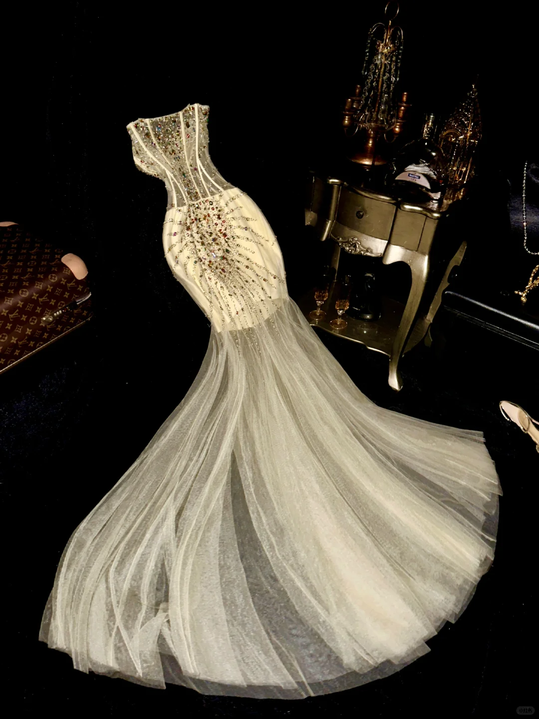 Shiny Mermaid Sweetheart Neck Corset Beaded Sequin Tulle Long Prom Dress Party Dress SH3067