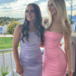 Simple Mermaid Strapless Pink Satin Long Prom Dress Evening Dress SH2552