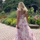 Cute Chiffon Floral Print Prom Dress Senior  Evening Gown SH1007