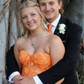 Strapless Tulle Appliques Long Evening Dress Orange Prom Dress SH965